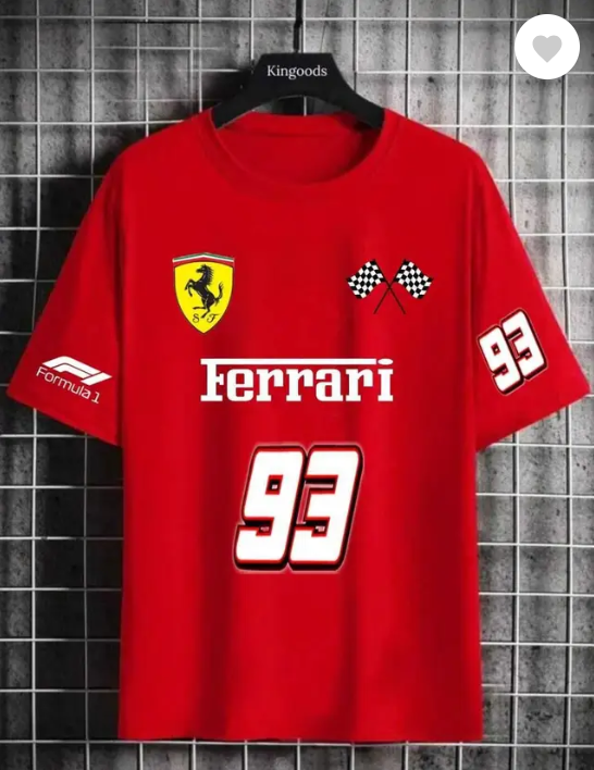 MakeItBharat Oversized Unisex Pure Cotton red T Shirt - Formula 1 ,Ferrari