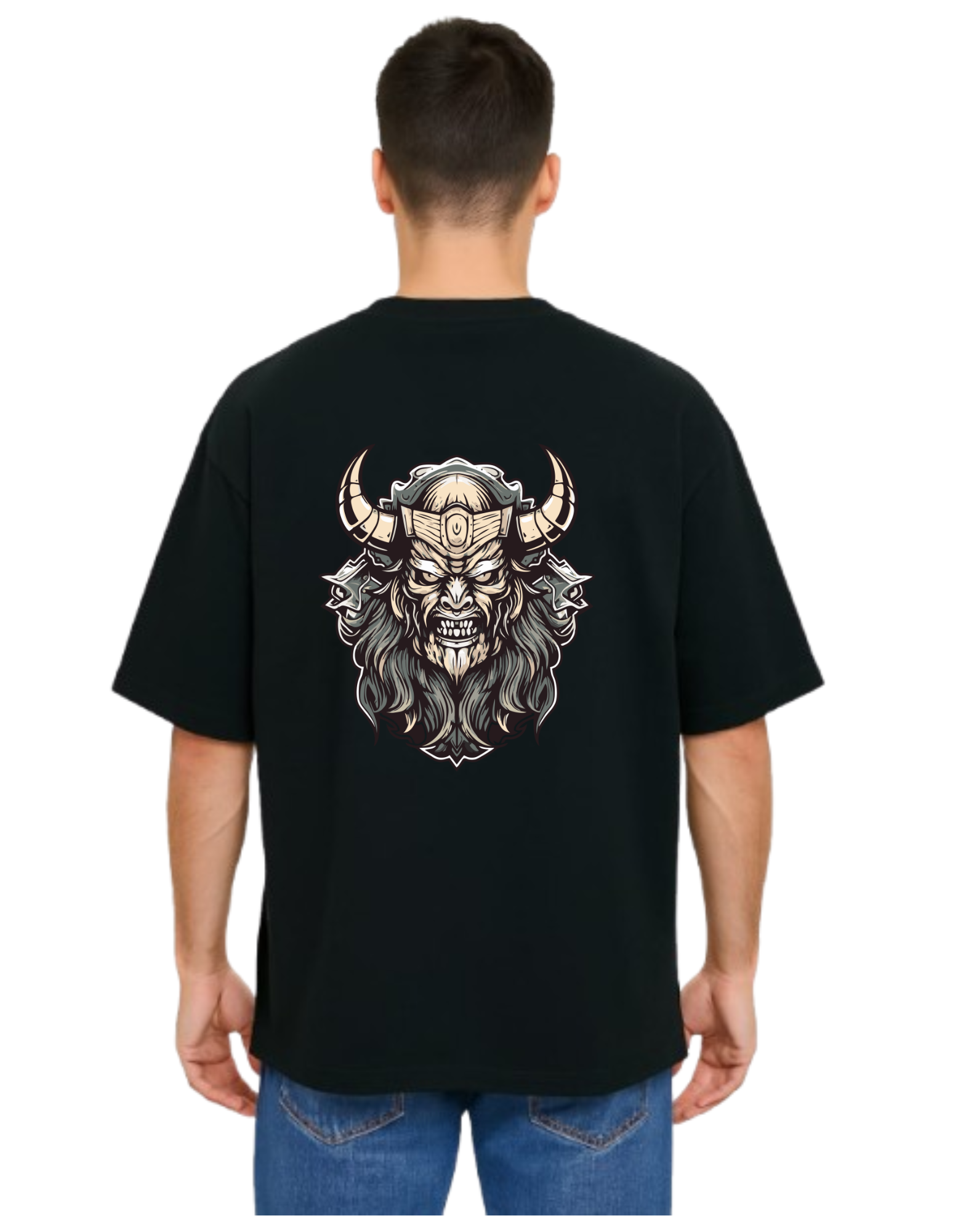 MakeItBharat Oversized Pure Cotton Unisex Black T Shirt - Skull 5