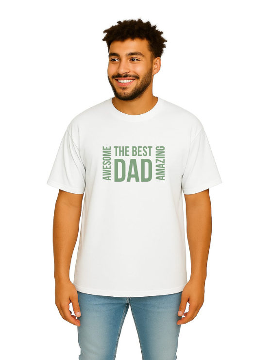MakeItBharat Oversized Pure Cotton Unisex White T Shirt - Best Dad