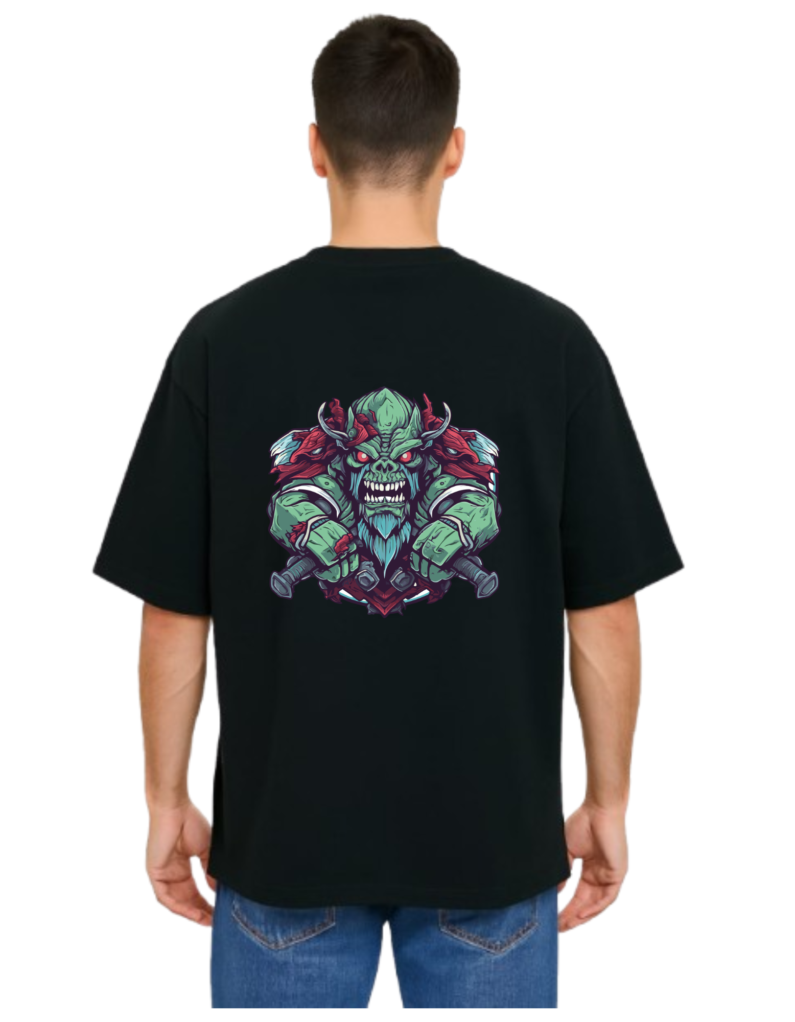 MakeItBharat Oversized Pure Cotton Unisex Black T Shirt - Skull 4