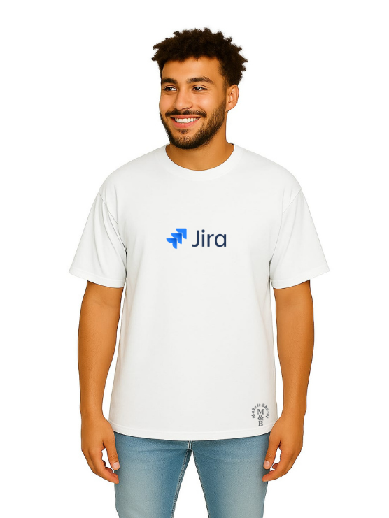 MakeItBharat Oversized Pure Cotton Unisex White Tech T Shirt - Jira