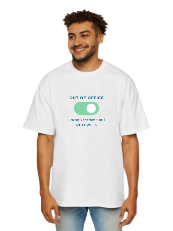 MakeItBharat Oversized Pure Cotton Unisex White Tech T Shirt - Out of Office