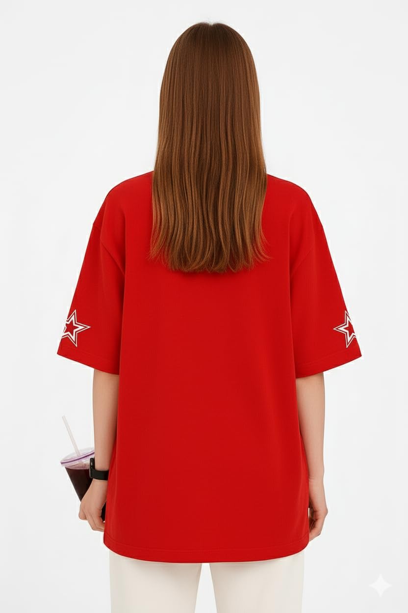 MakeitBharat Oversized Pure Cotton White T Shirt Cricket - 32LA