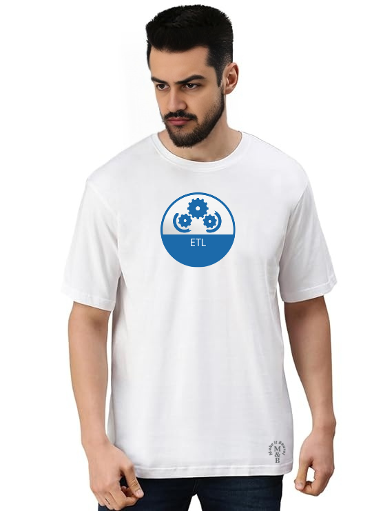 MakeItBharat Oversized Pure Cotton Unisex White Tech T Shirt - ETL