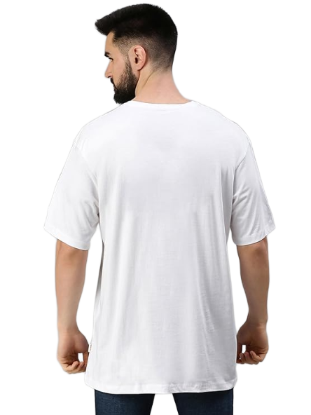 MakeItBharat Oversized Pure Cotton Unisex White T Shirt - Eagle