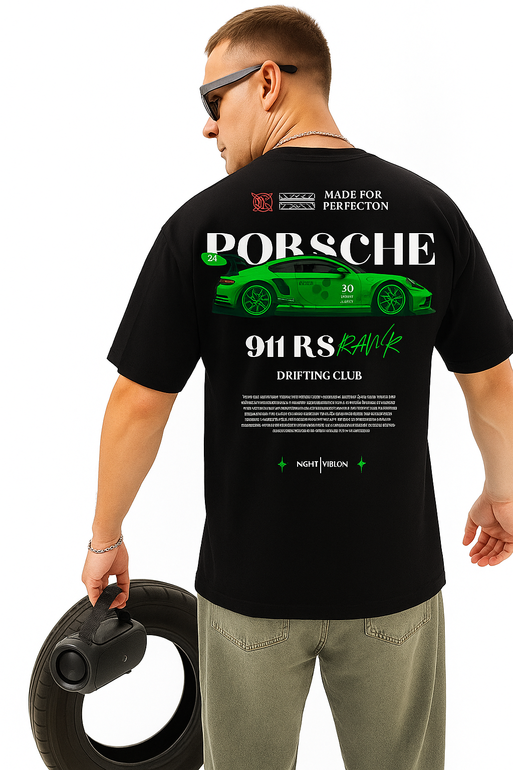 MakeItBharat Oversized Unisex Pure Cotton red T Shirt - Porsche