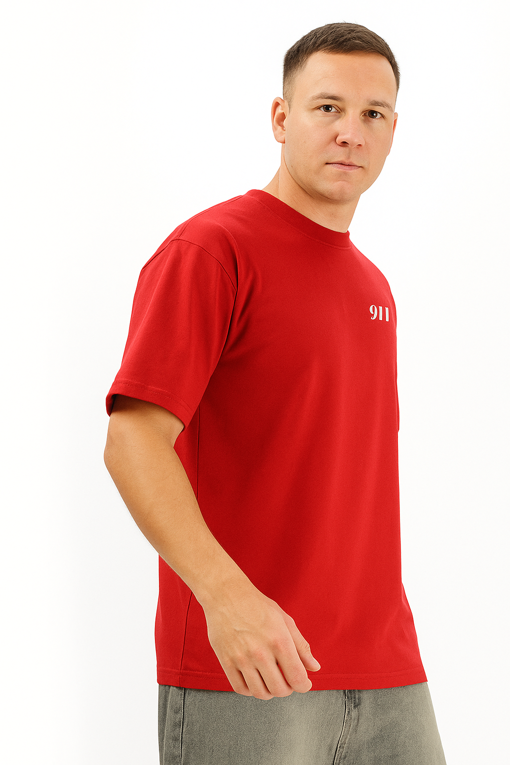 MakeItBharat Oversized Unisex Pure Cotton red T Shirt - Porsche