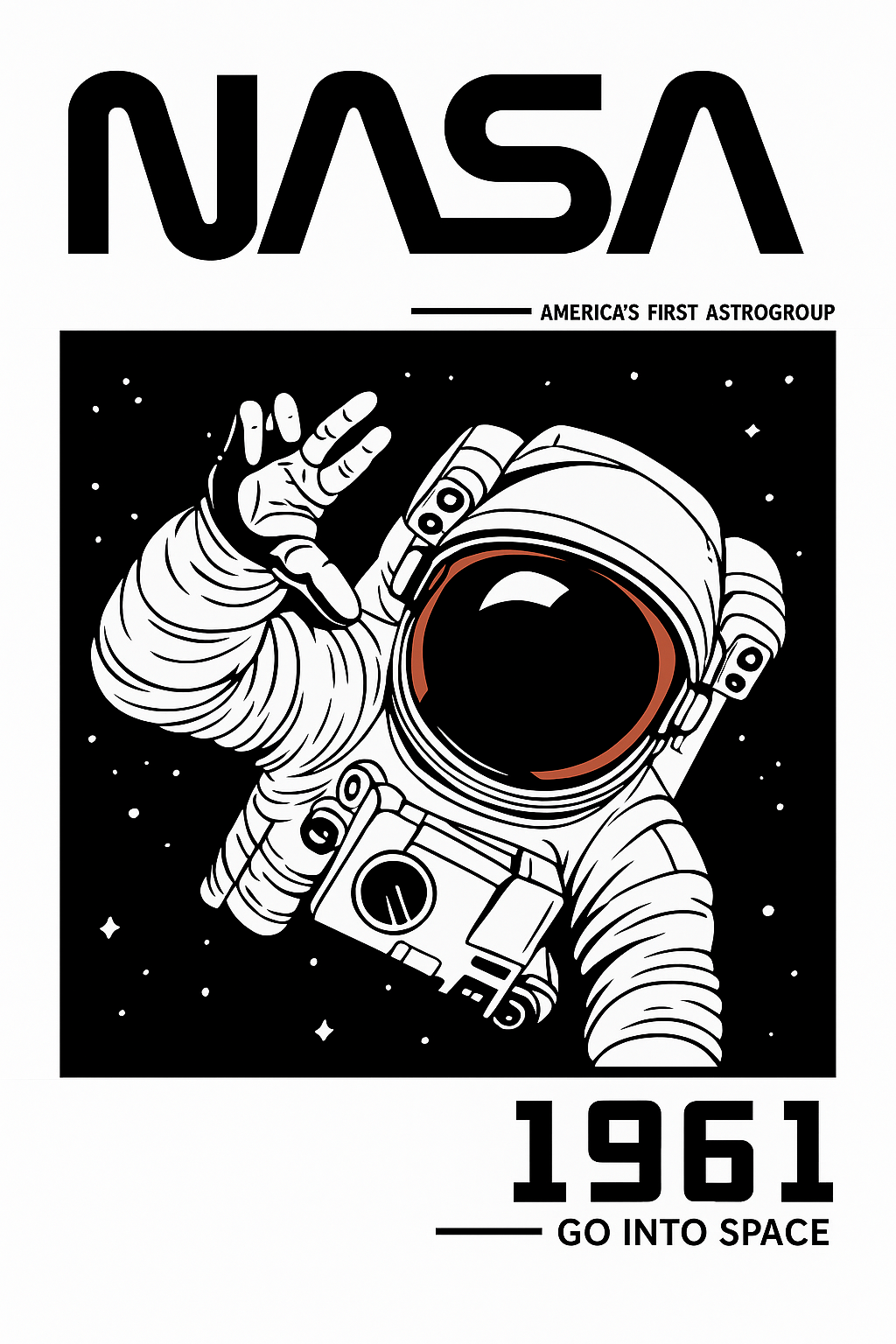 MakeItBharat Oversized Pure Cotton Unisex White T Shirt - NASA