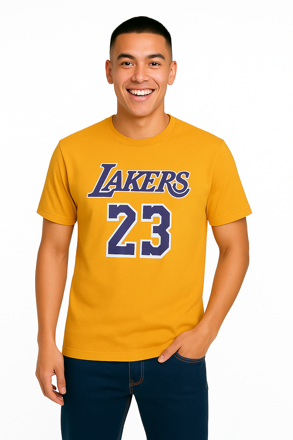 MakeItBharat regular  Pure Cotton Yellow T Shirt - lakers