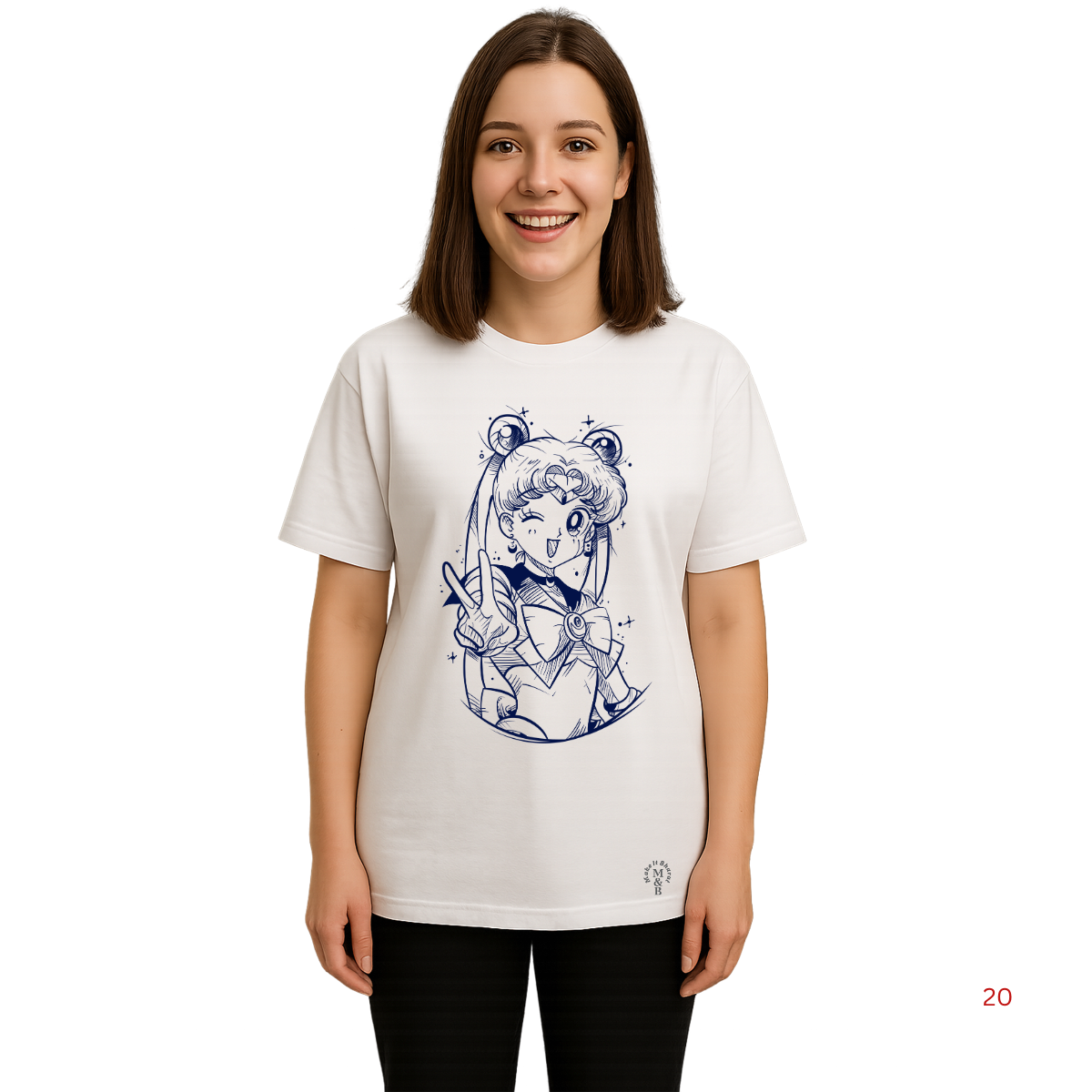 MakeItBharat Oversized Pure Cotton Girls White T Shirt - Sailor Moon 6