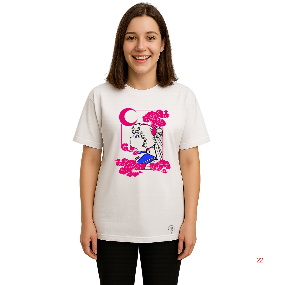 MakeItBharat Oversized Pure Cotton Girls White T Shirt - Sailor Moon 9