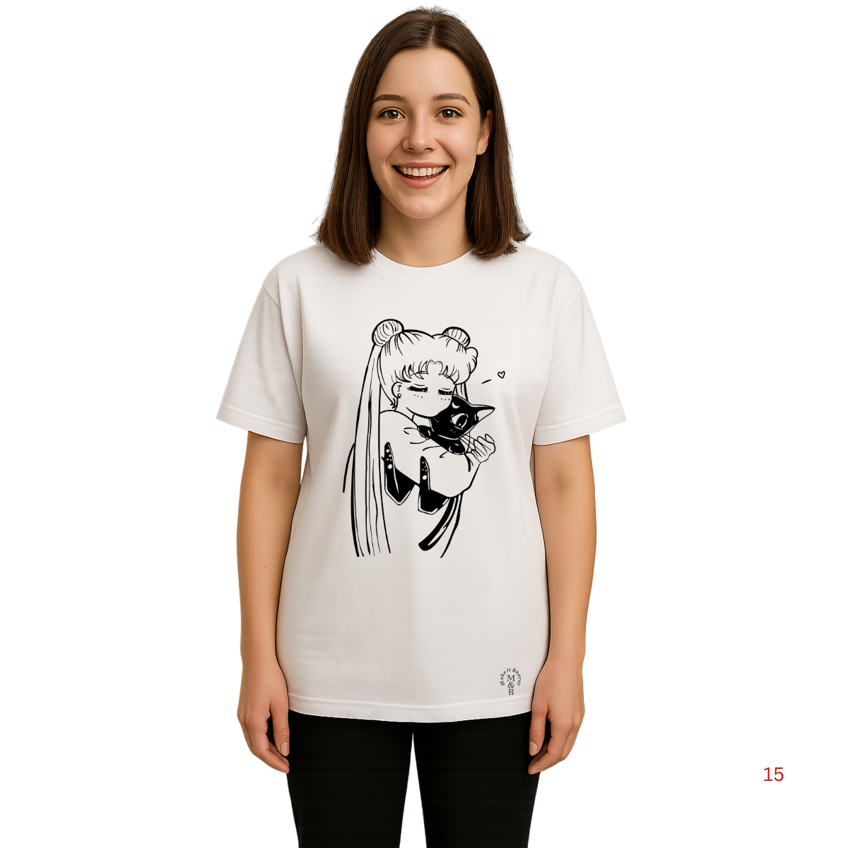 MakeItBharat Oversized Pure Cotton Girls White T Shirt - Sailor Moon 1