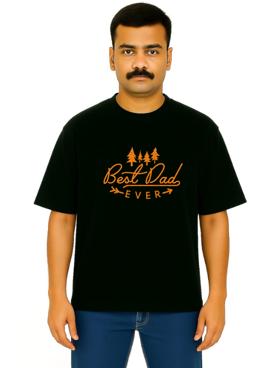 MakeItBharat Oversized Pure Cotton Unisex BlackT Shirt - Best Daddy