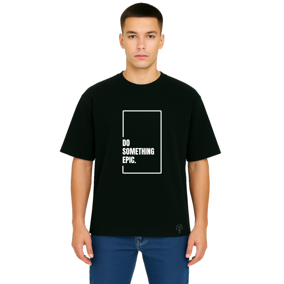 MakeItBharat Oversized Pure Cotton Unisex Black T Shirt - DO Something Epic