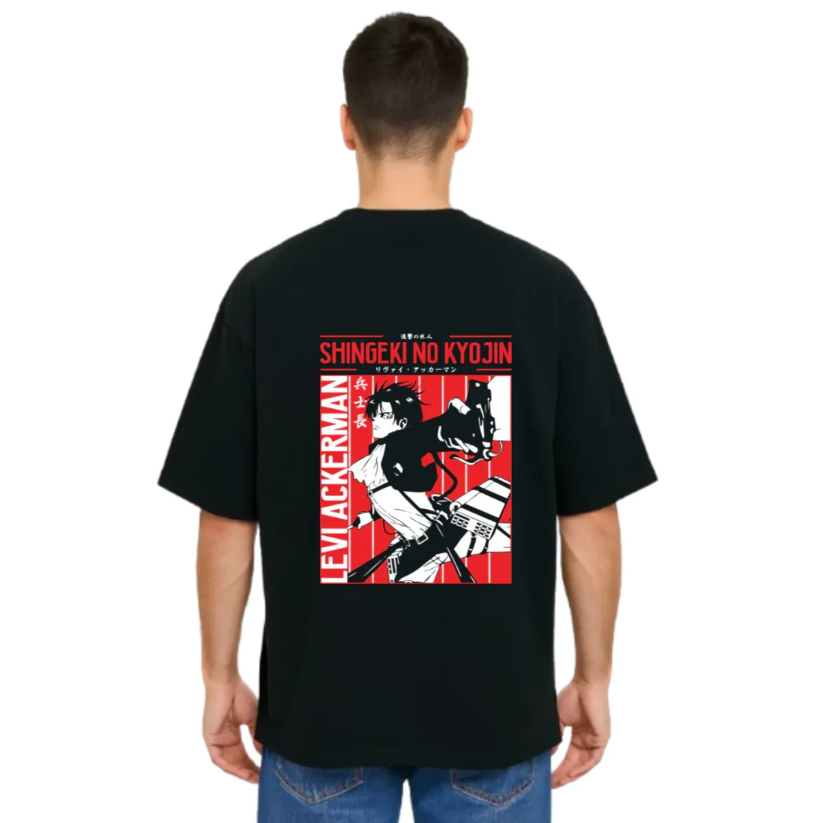 MakeItBharat Oversized Pure Cotton Unisex Black T Shirt - Titan Attack 14