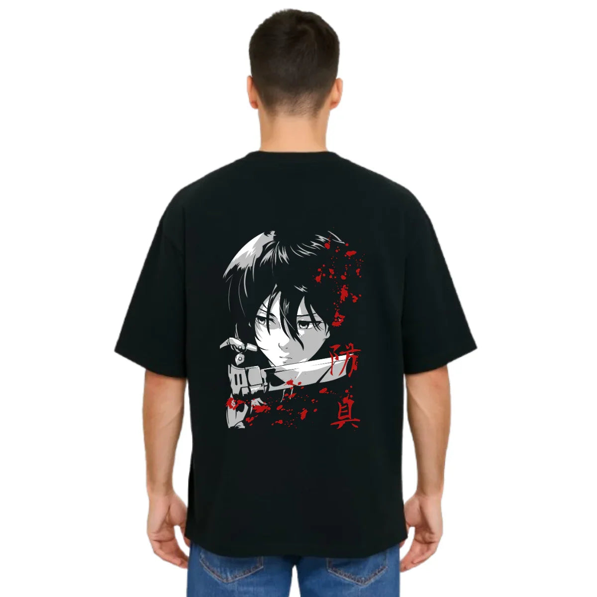 MakeItBharat Oversized Pure Cotton Unisex Black T Shirt - Titan Attack 4