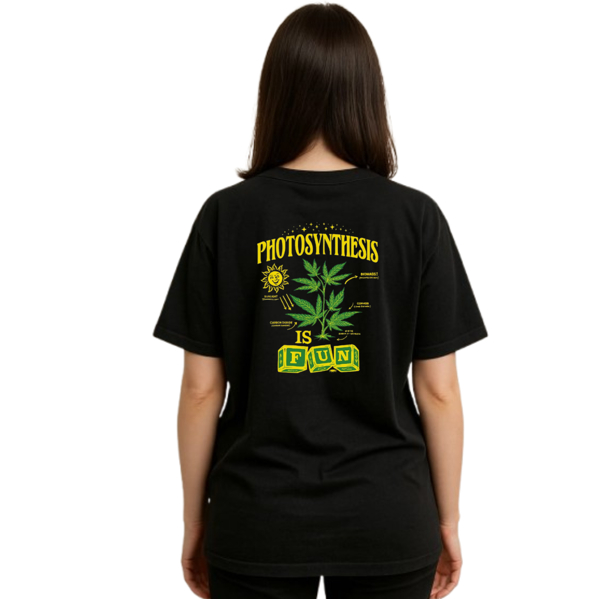 MakeItBharat Oversized Pure Cotton Girls Black T Shirt - Fun (Custom Made)