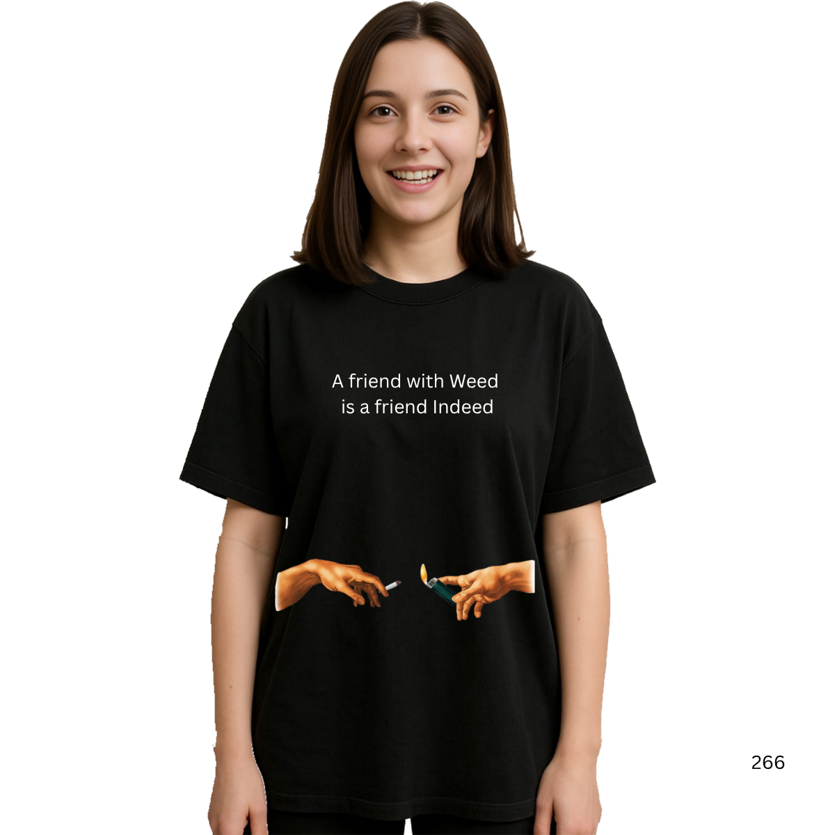 MakeItBharat Oversized Pure Cotton Girls Black T Shirt - Fun (Custom Made)