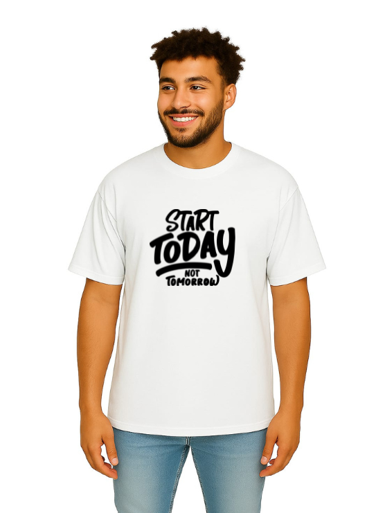 MakeItBharat Oversized Pure Cotton Unisex White T Shirt - Motivational 12