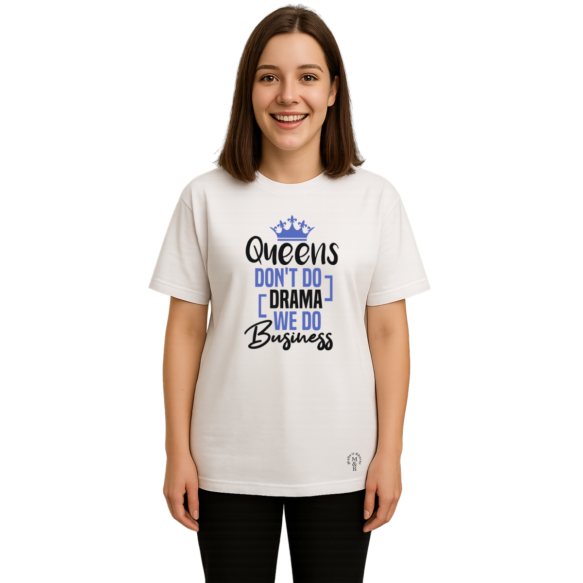 MakeItBharat Oversized Pure Cotton Girls White T Shirt - QUEEN