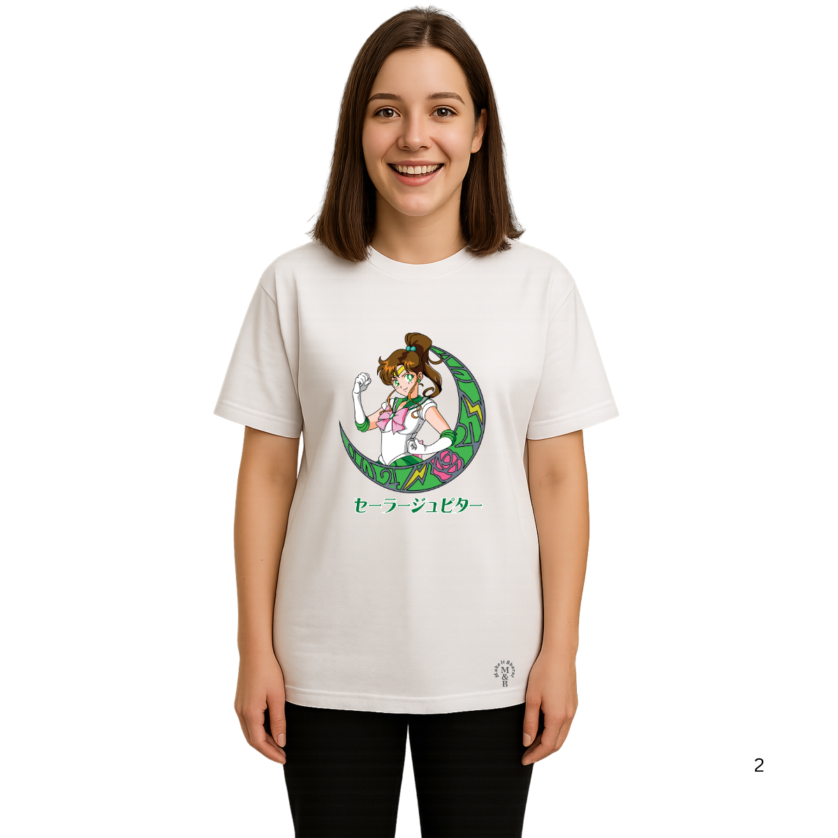 MakeItBharat Oversized Pure Cotton Girls White T Shirt - Sailor Moon 3