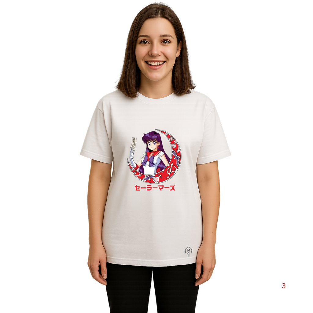 MakeItBharat Oversized Pure Cotton Girls White T Shirt - Sailor Moon 2