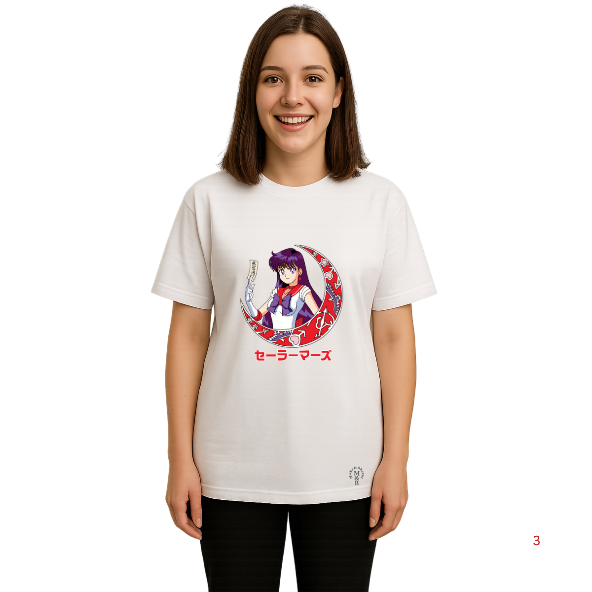 MakeItBharat Oversized Pure Cotton Girls White T Shirt - Sailor Moon 2