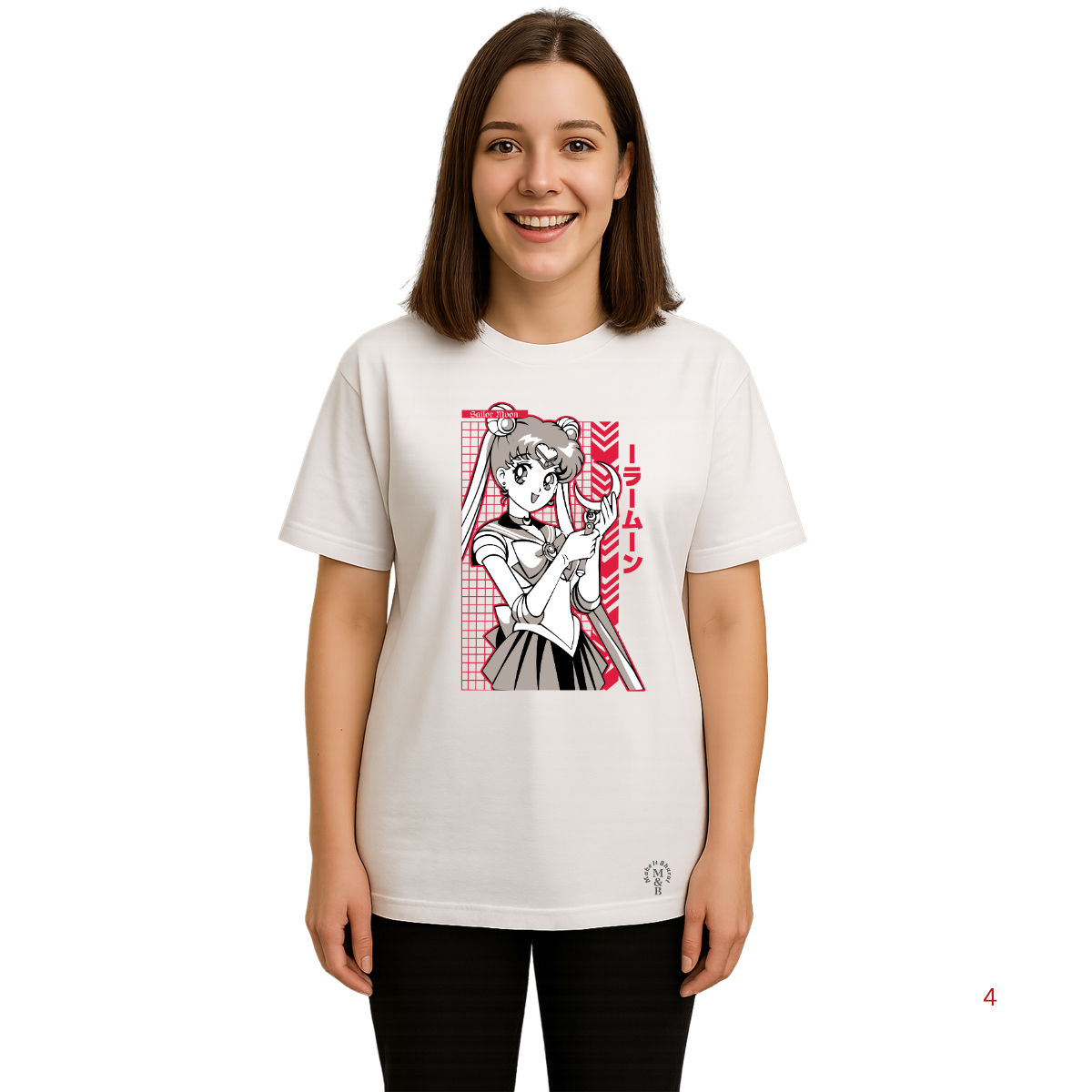 MakeItBharat Oversized Pure Cotton Girls White T Shirt - Sailor Moon 11