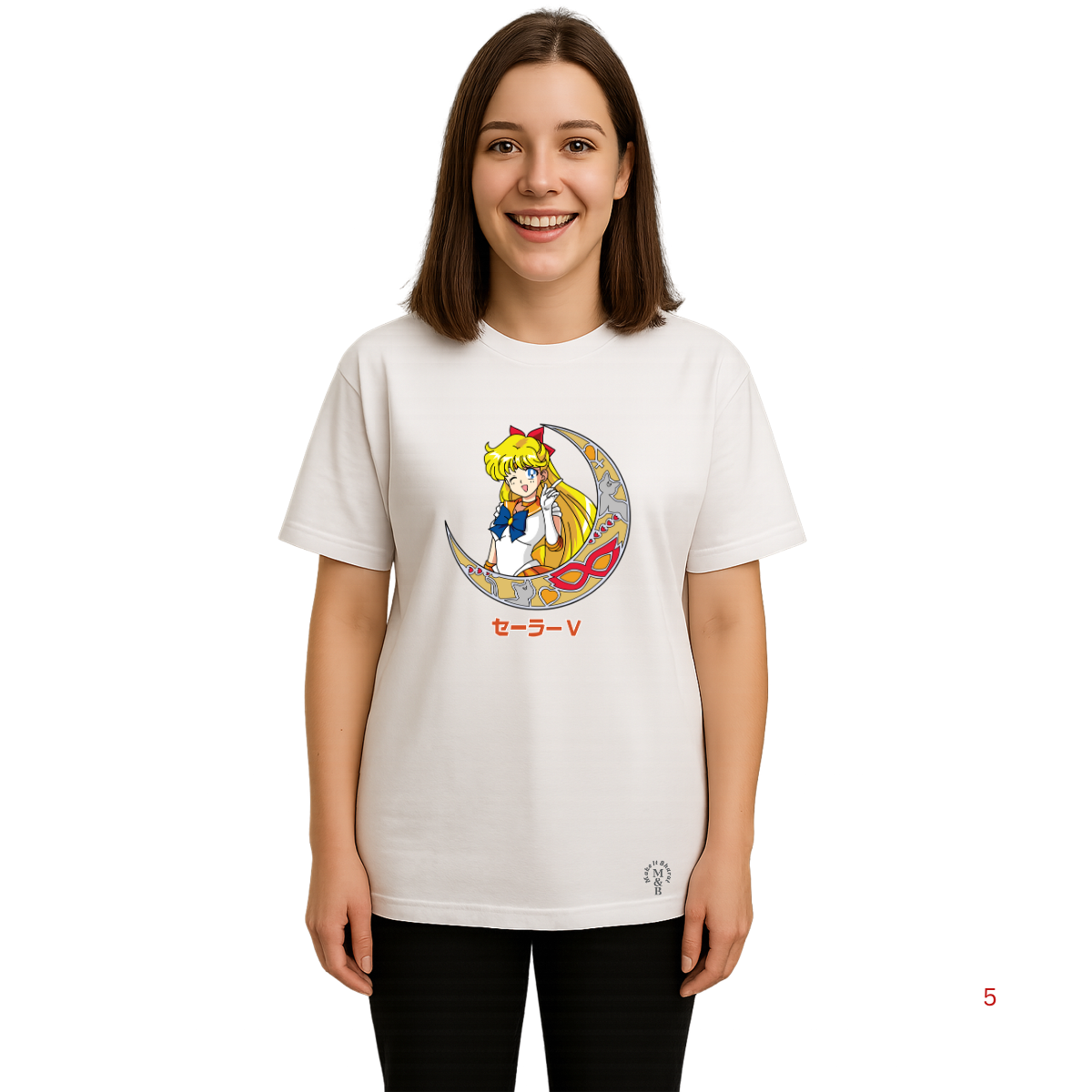 MakeItBharat Oversized Pure Cotton Girls White T Shirt - Sailor Moon 7