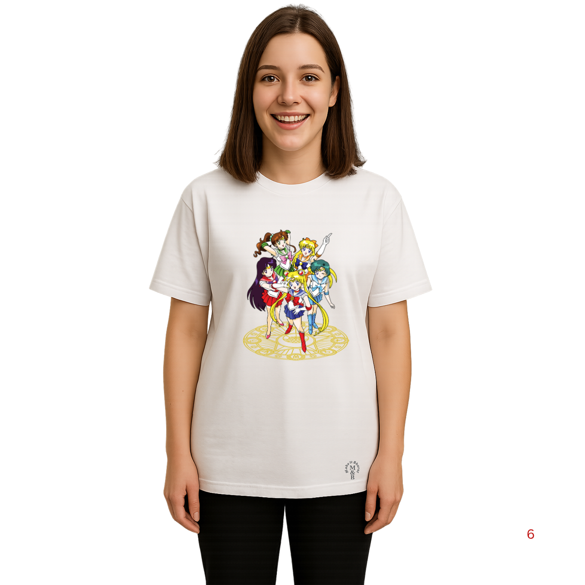 MakeItBharat Oversized Pure Cotton Girls White T Shirt - Sailor Moon 8