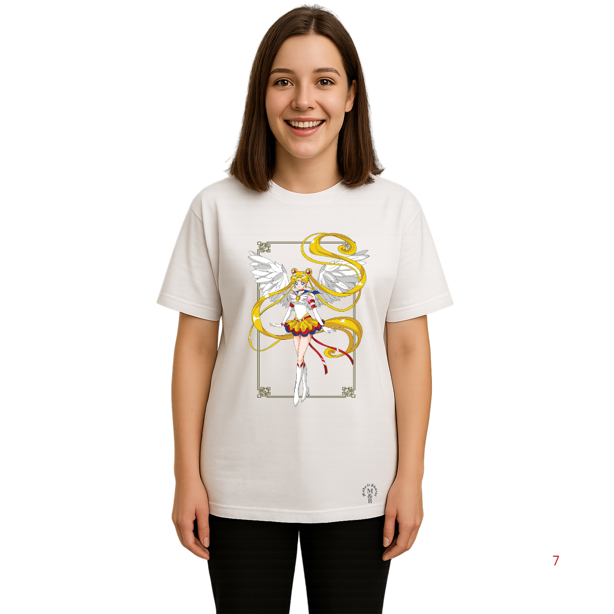 MakeItBharat Oversized Pure Cotton Girls White T Shirt - Sailor Moon 4