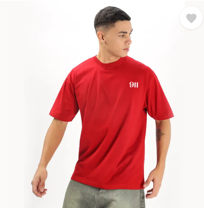MakeItBharat Oversized Unisex Pure Cotton red T Shirt - Porsche