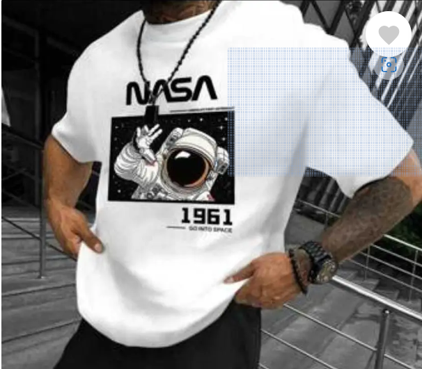MakeItBharat Oversized Pure Cotton Unisex White T Shirt - NASA