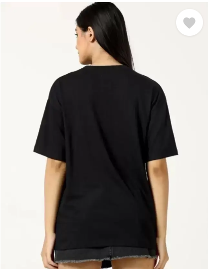MakeItBharat Oversized Pure Cotton Girls Black T Shirt - Smile