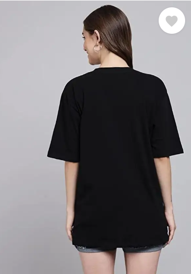 MakeItBharat Oversized Pure Cotton Girls Black T Shirt - Aeroplane