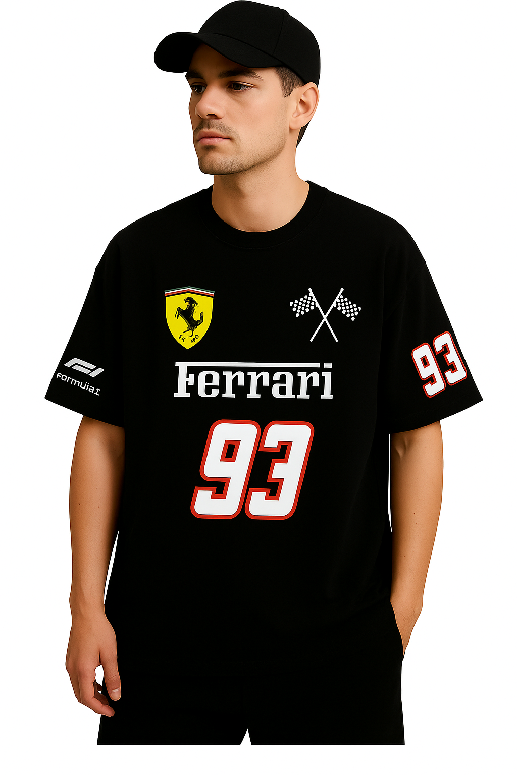 MakeItBharat Oversized Unisex Pure Cotton red T Shirt - Formula 1 ,Ferrari