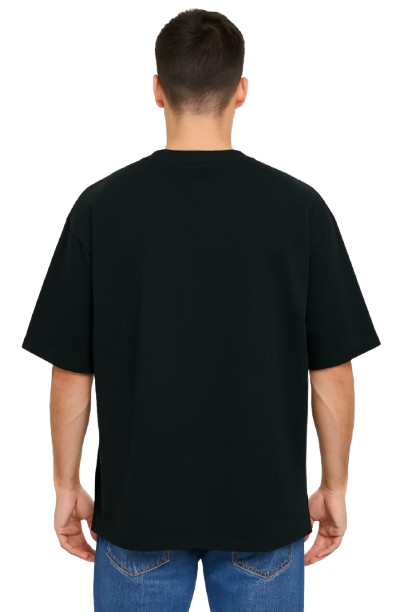 MakeItBharat Oversized Unisex Pure Cotton Black T Shirt - jaguar