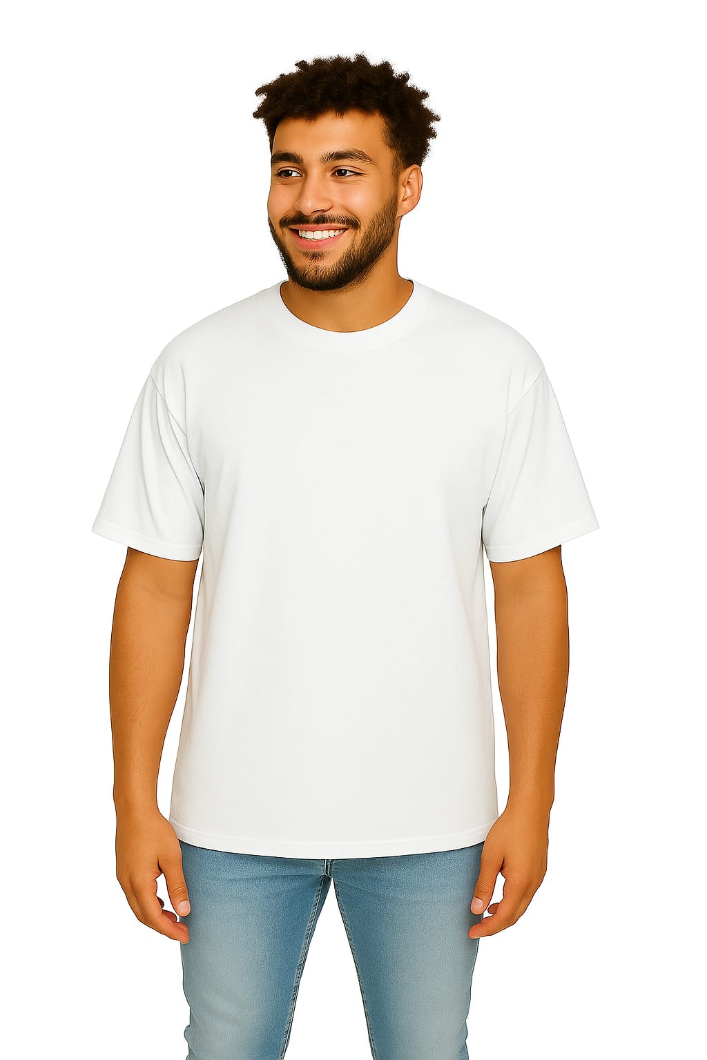 MakeItBharat Oversized Pure Cotton Unisex White T Shirt - Yoga Day 5