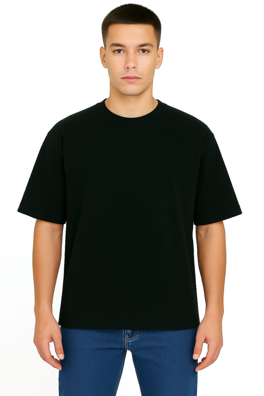 MakeItBharat Oversized Pure Cotton Unisex Black Custom T Shirt