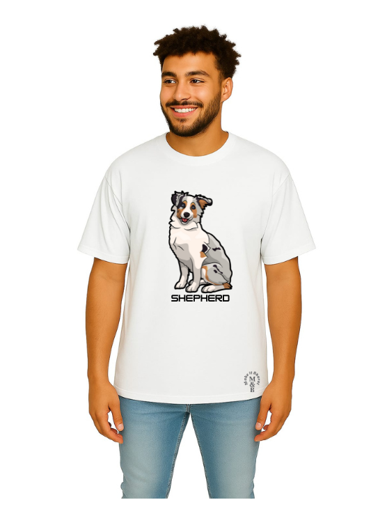 MakeItBharat Oversized Pure Cotton Unisex White T Shirt - Shepherd