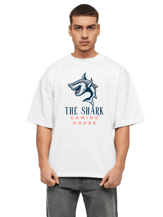 MakeItBharat Oversized Pure Cotton Unisex White T Shirt - The Shark