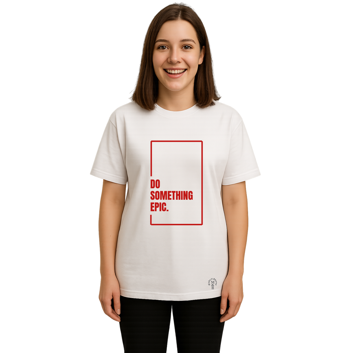 MakeItBharat Oversized Pure Cotton Girls White T Shirt - Do Epic